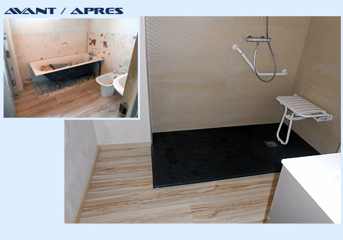 Rénovation de salle de bain aménagée PMR personne mobilite reduite